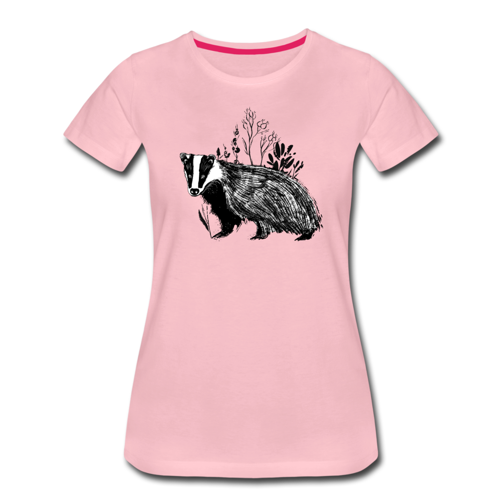 Frauen Premium T-Shirt "Dachs im Gras" - Hinter dem Mond