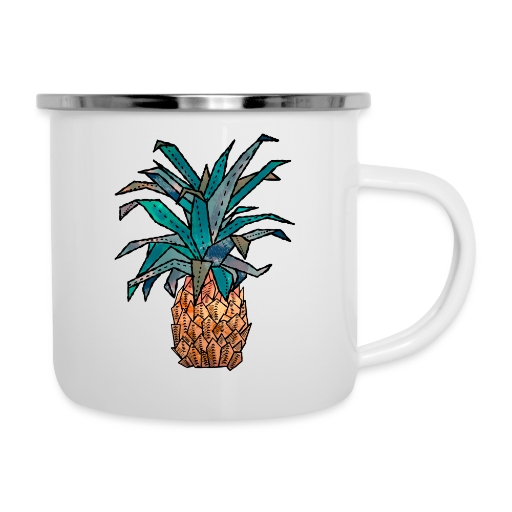 Emaille-Tasse "Ananas Bronze" - weiß