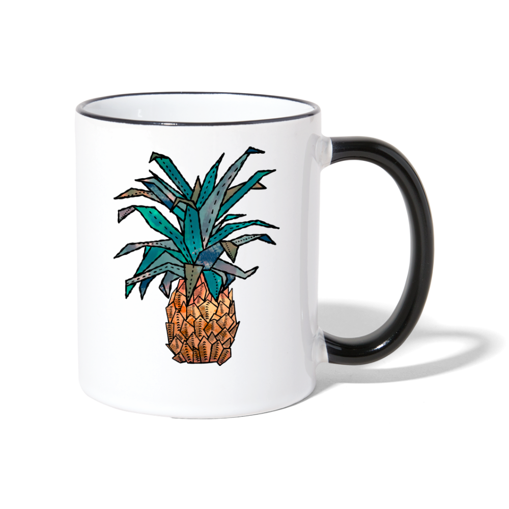 Tasse zweifarbig "Ananas Bronze" - Weiß/Schwarz