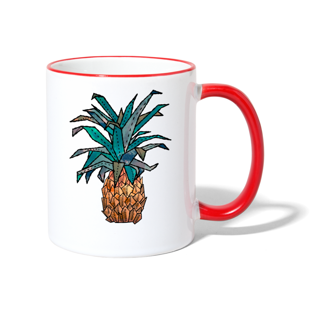 Tasse zweifarbig "Ananas Bronze" - Weiß/Rot
