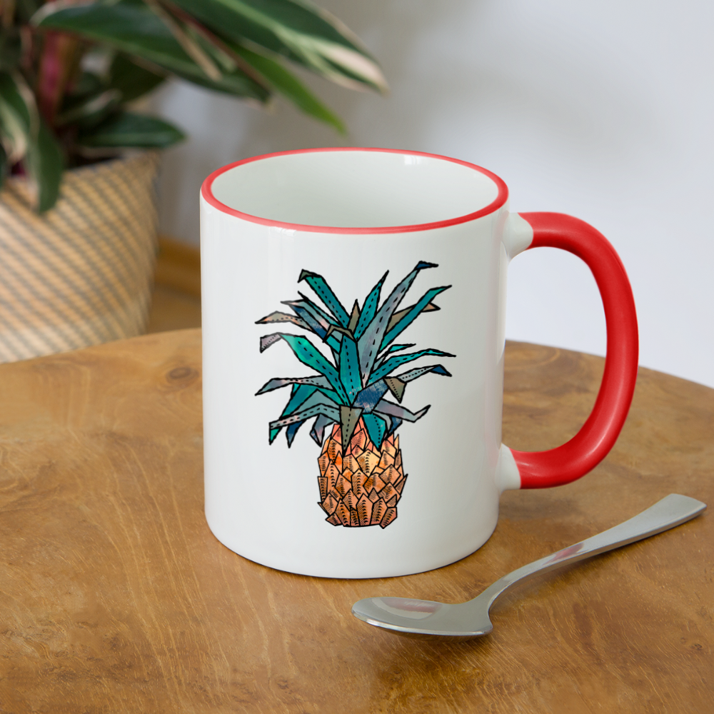 Tasse zweifarbig "Ananas Bronze" - Weiß/Rot
