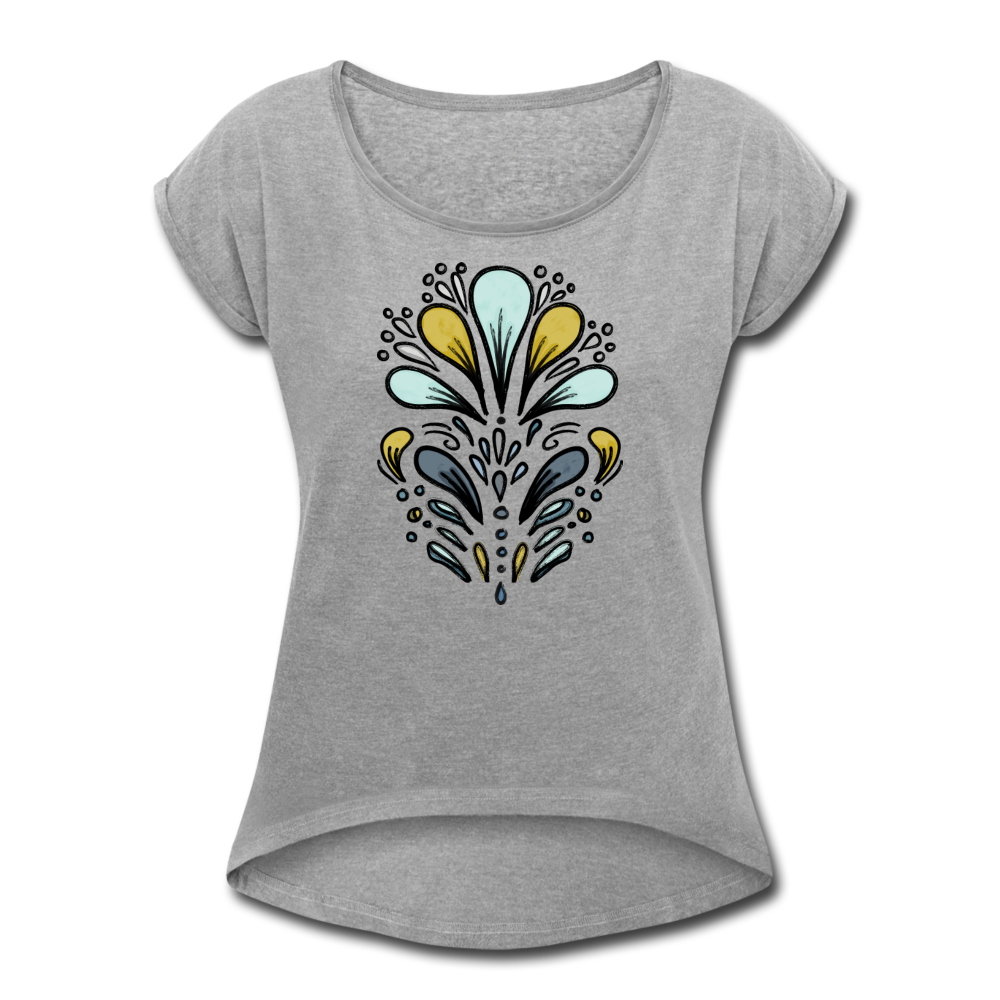 Frauen T-Shirt mit gerollten Ärmeln - "Retro Splash" - Hinter dem Mond