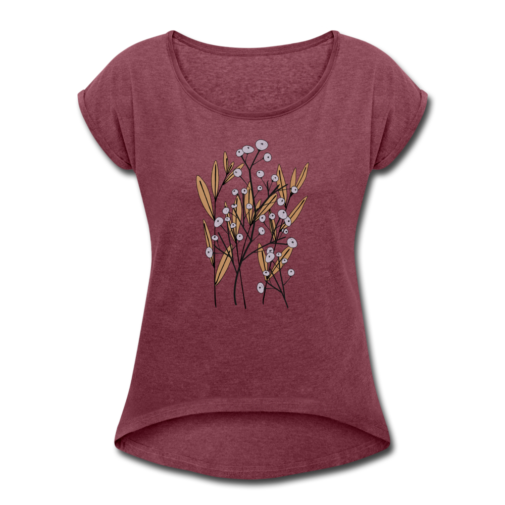 Frauen T-Shirt mit gerollten Ärmeln - "Hygge Herbstgras" - Hinter dem Mond
