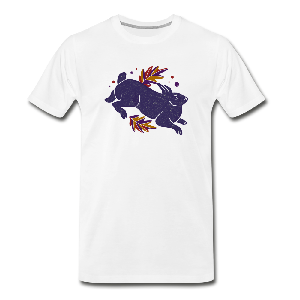 Männer Premium Bio T-Shirt - "Hase im Laub" - Hinter dem Mond