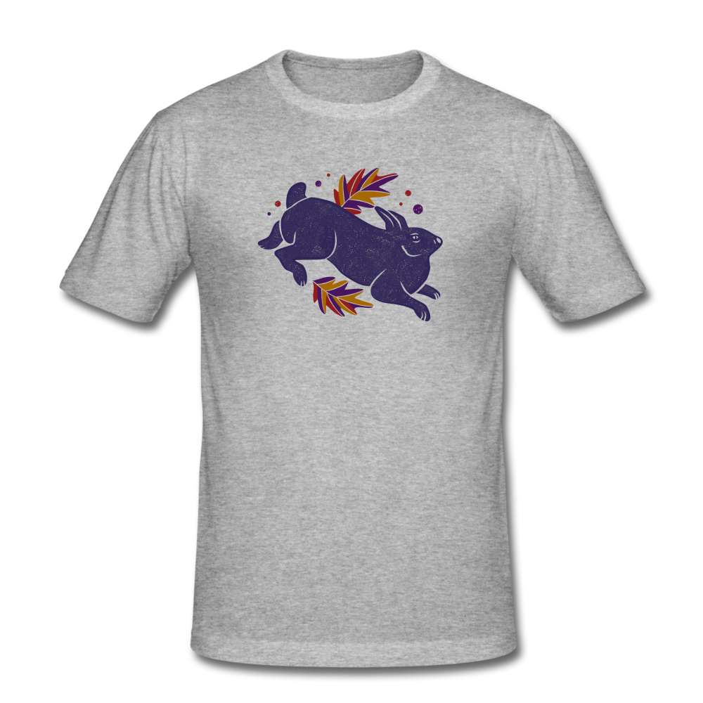 Männer Slim Fit T-Shirt - "Hase im Laub" - Hinter dem Mond