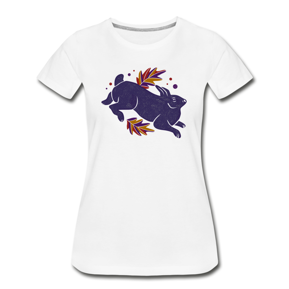 Frauen Premium Bio T-Shirt - "Hase im Laub" - Hinter dem Mond