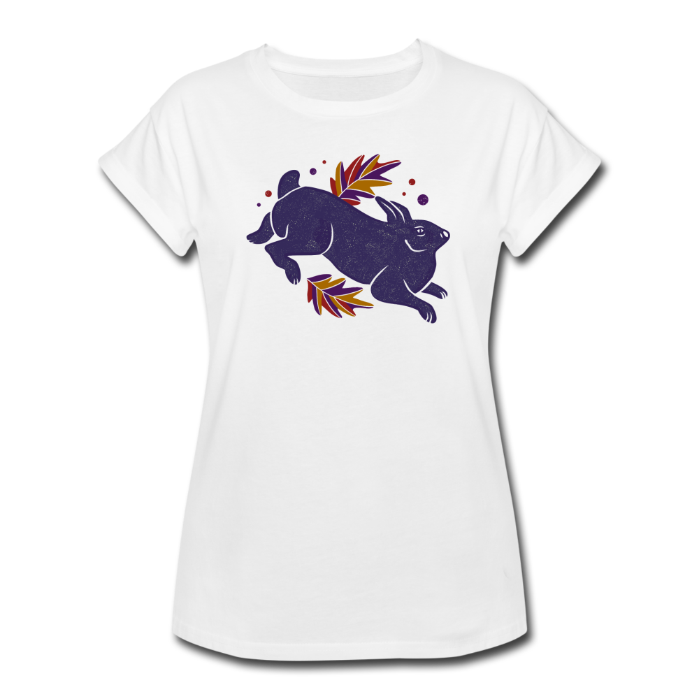 Frauen Oversize T-Shirt "Hase im Laub" - Hinter dem Mond