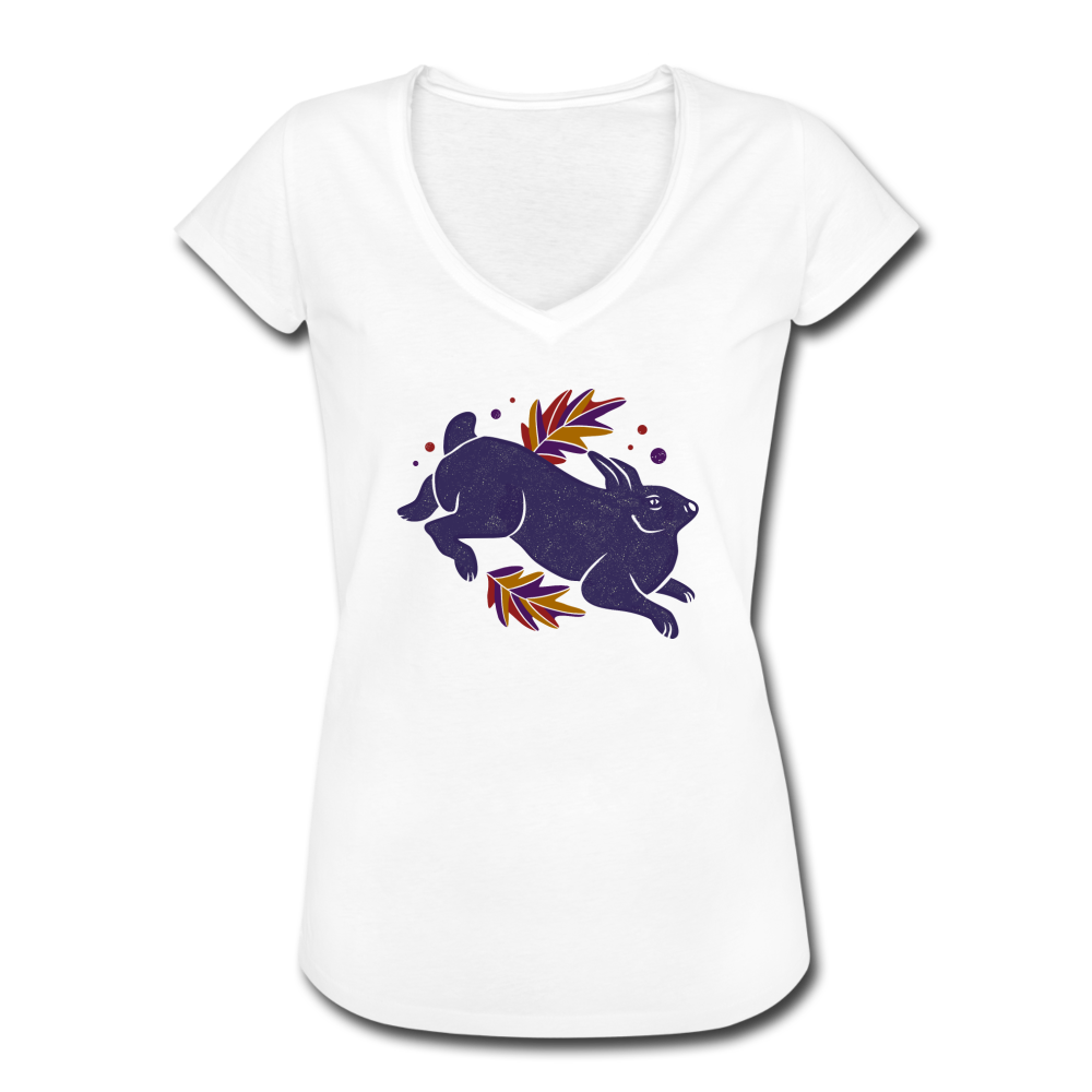 Frauen Vintage T-Shirt "Hase im Laub" - Hinter dem Mond