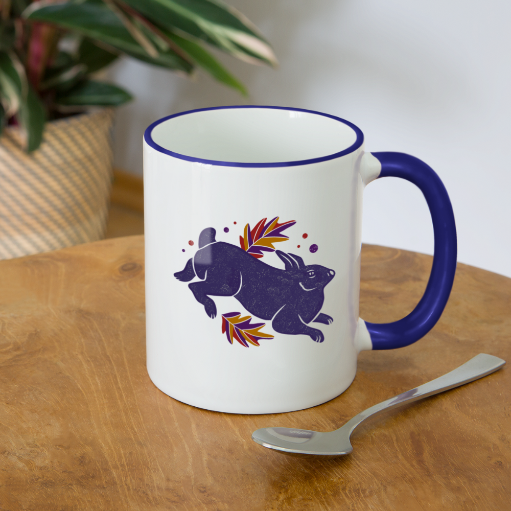 Tasse zweifarbig "Hase im Laub" - Hinter dem Mond