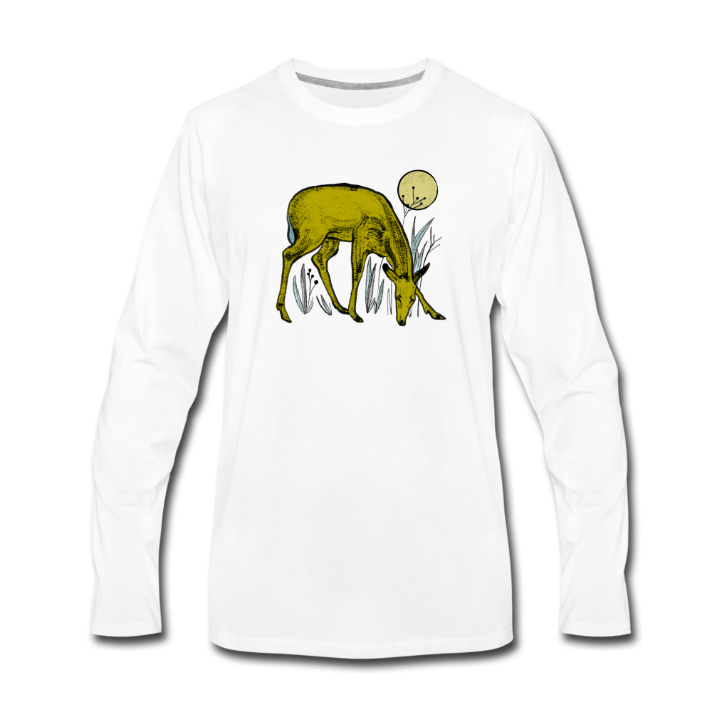 Männer Premium Langarmshirt - "Reh in Olive" - Hinter dem Mond