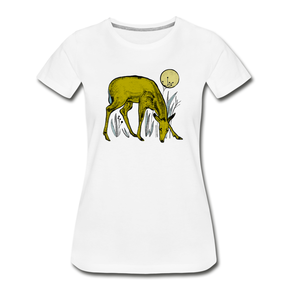 Frauen Premium Bio T-Shirt - "Reh in Olive" - Hinter dem Mond
