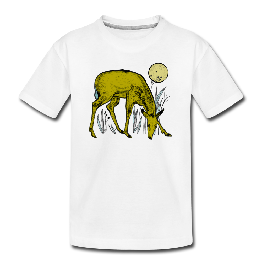 Teenager Premium T-Shirt - "Reh in Olive" - Hinter dem Mond