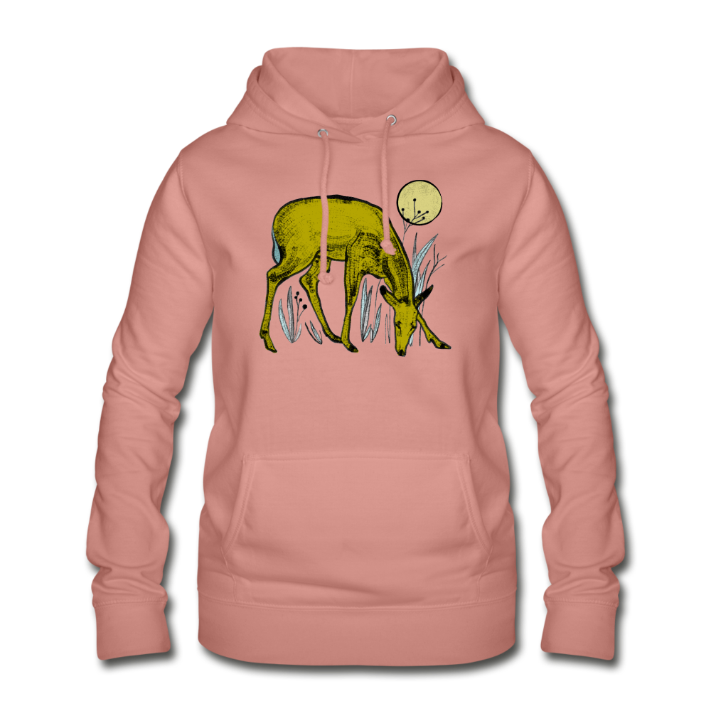 Frauen Hoodie "Reh in Olive" - Hinter dem Mond