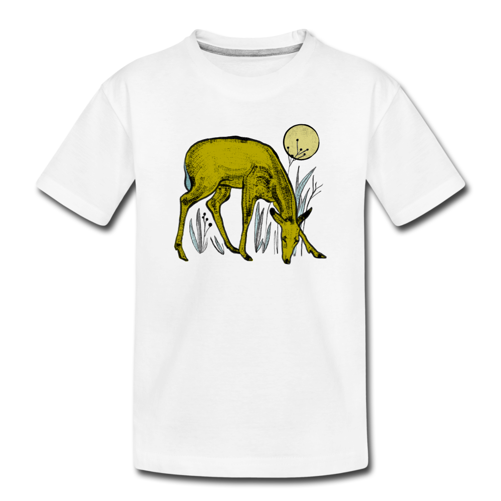 Kinder Premium Bio T-Shirt - "Reh in Olive" - Hinter dem Mond