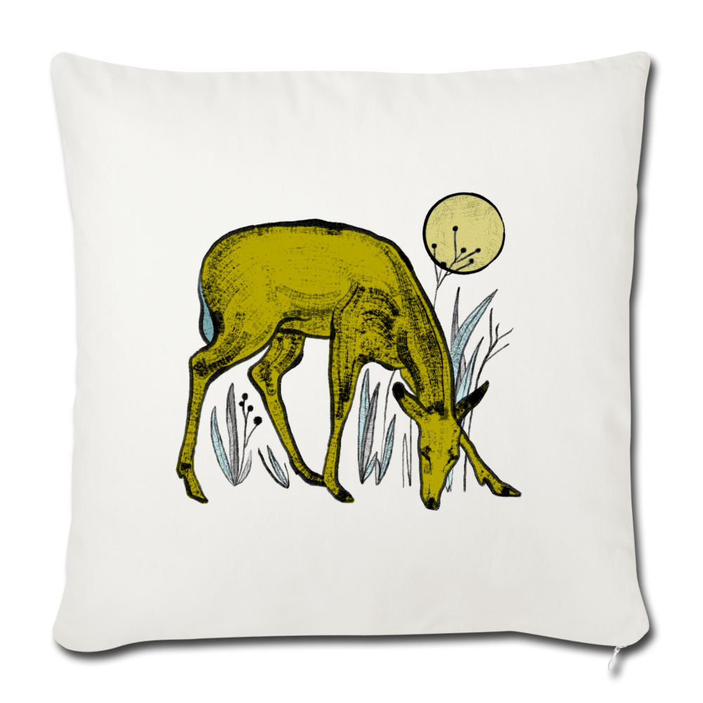 Sofakissenbezug 44 x 44 cm - "Reh in Olive" - Hinter dem Mond