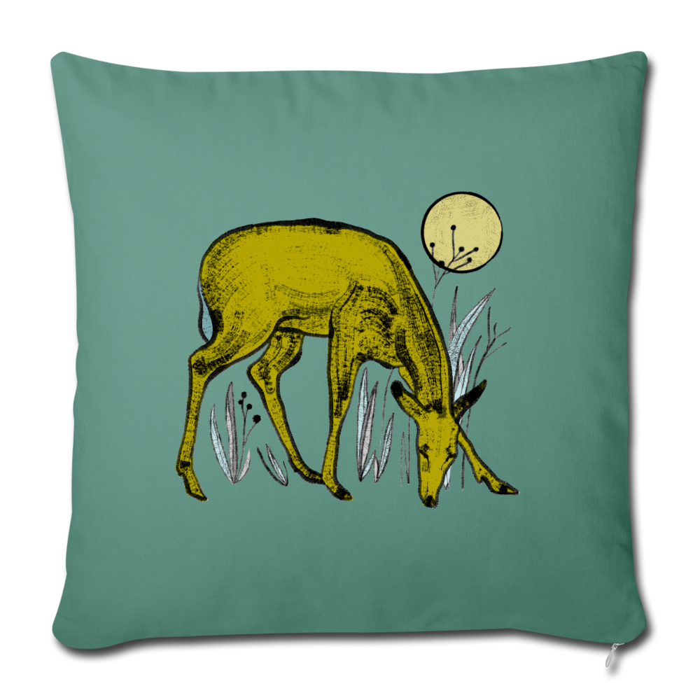 Sofakissenbezug 44 x 44 cm - "Reh in Olive" - Hinter dem Mond