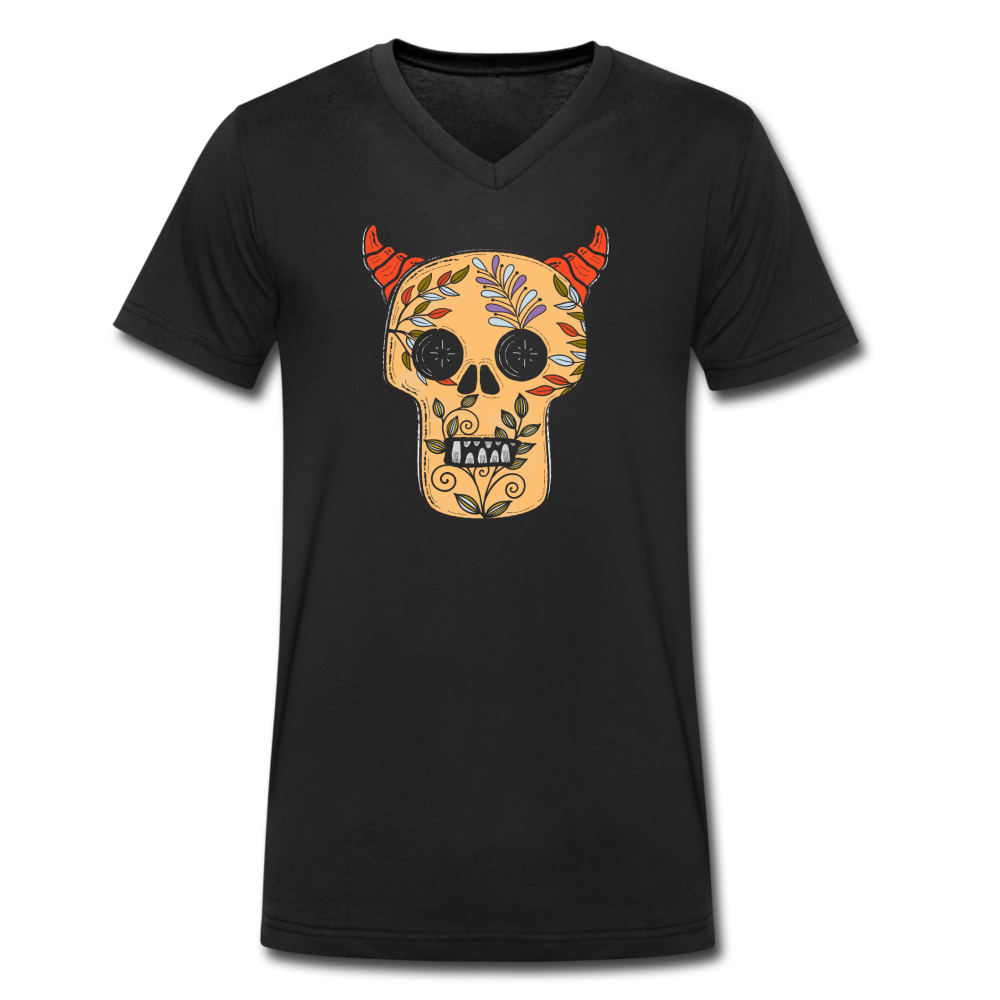 Männer Bio-T-Shirt mit V-Ausschnitt "Teufelsschädel" - Hinter dem Mond