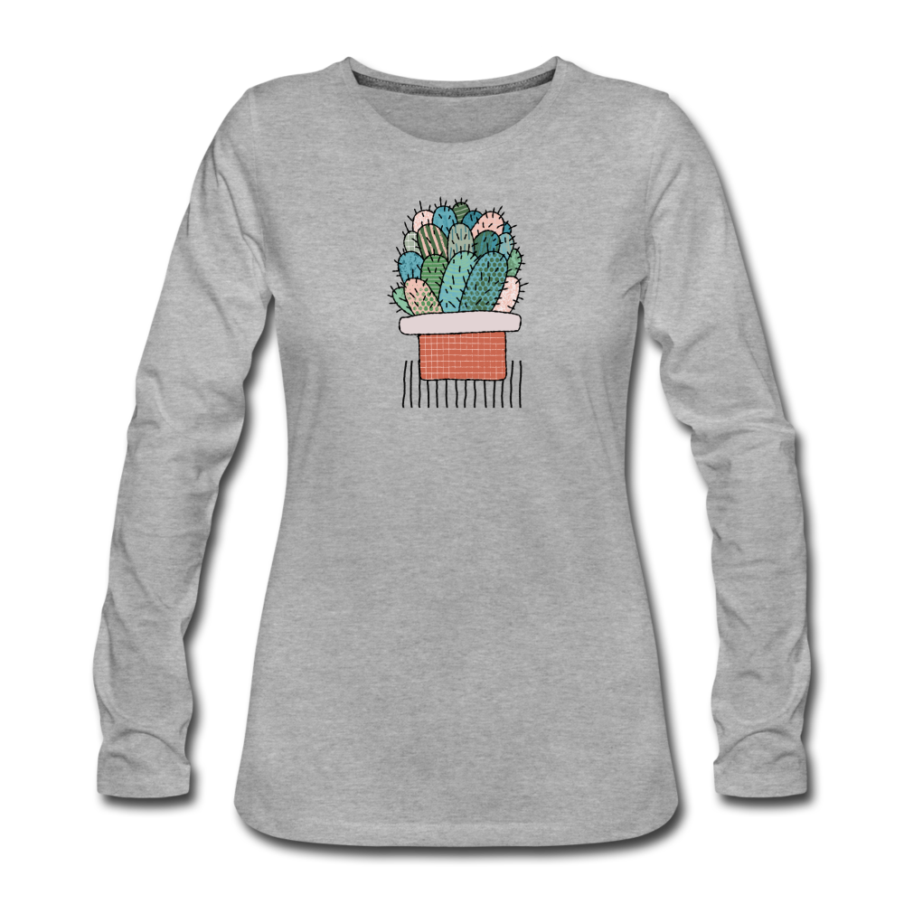Frauen Premium Langarmshirt - "Kaktus in Terracotta" - Hinter dem Mond