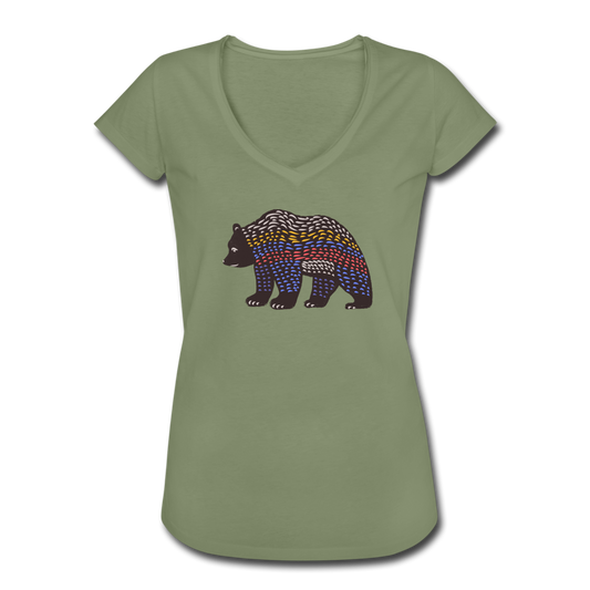 Frauen Vintage T-Shirt - "Bunter Grizzly" - Hinter dem Mond