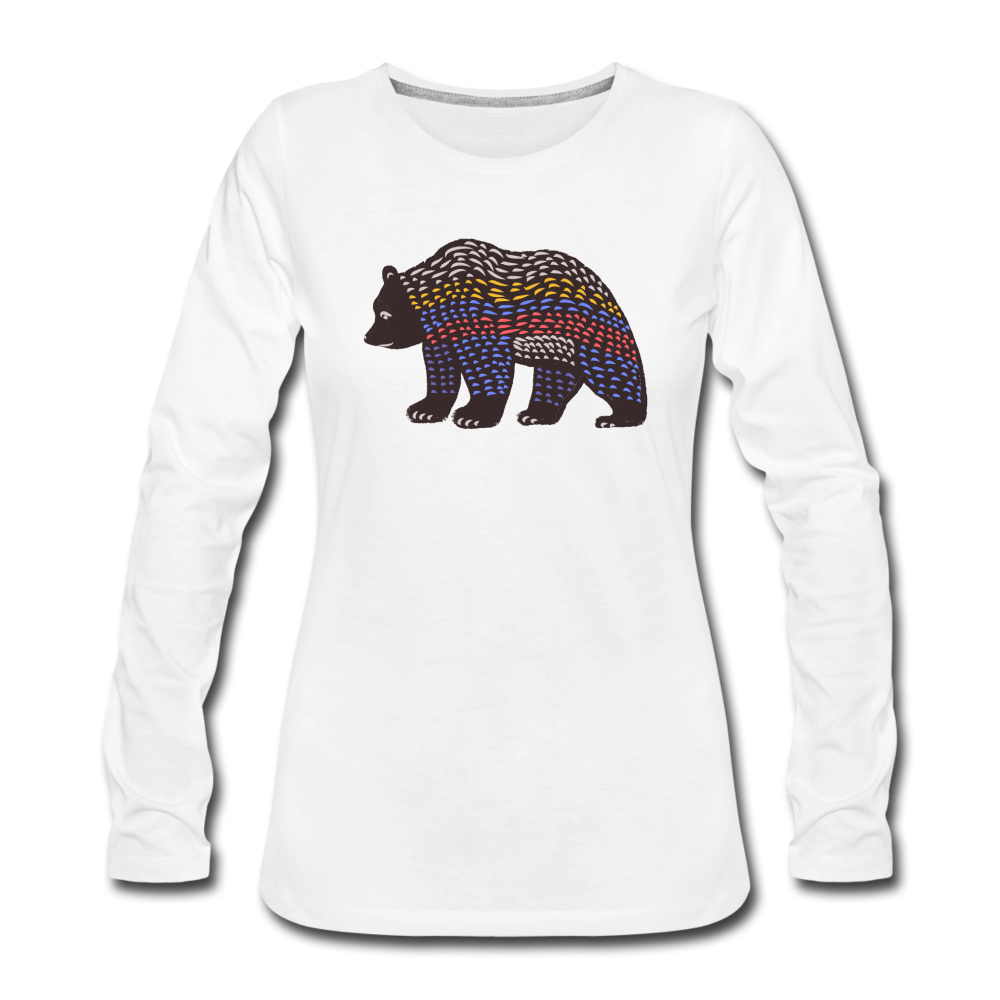 Frauen Premium Langarmshirt - "Bunter Grizzly" - Hinter dem Mond