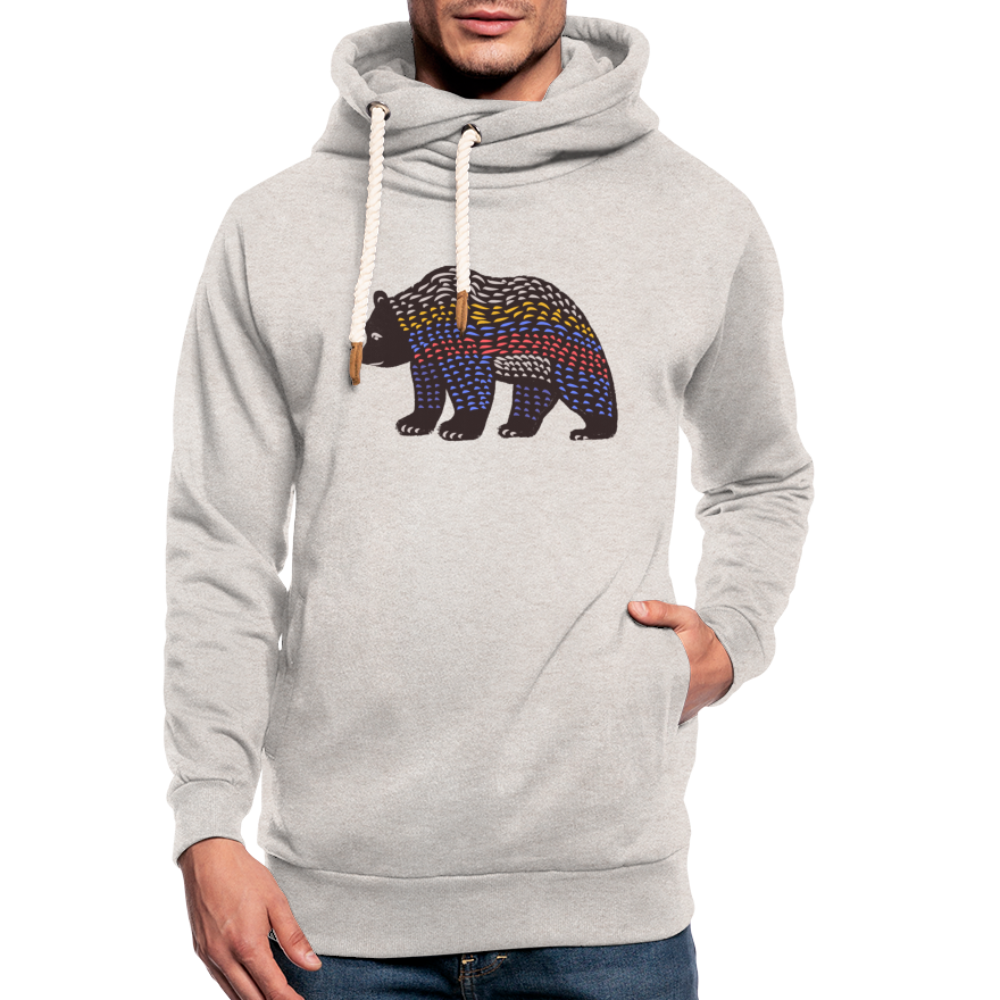Unisex Schalkragen Hoodie - "Bunter Grizzly" - Hinter dem Mond