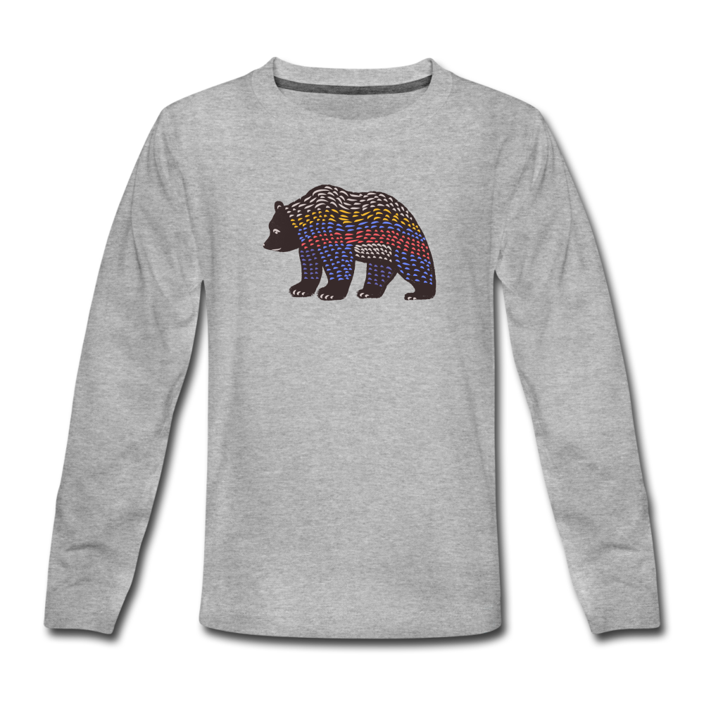 Teenager Premium Langarmshirt - Bunter Grizzly - Hinter dem Mond