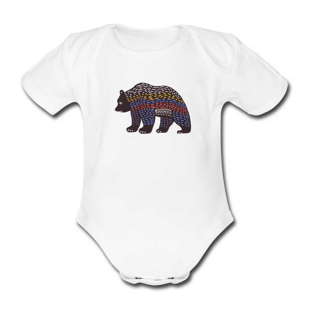 Baby Bio-Kurzarm-Body - "Bunter Grizzly" - Hinter dem Mond