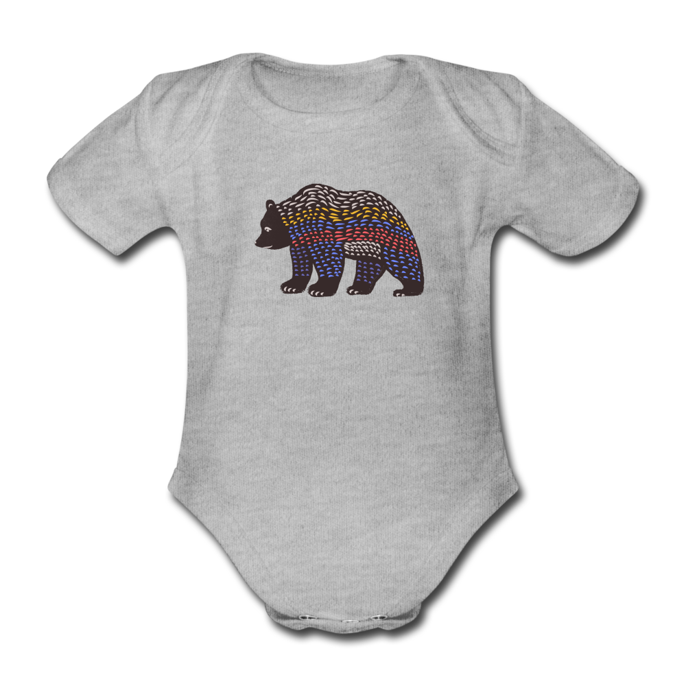 Baby Bio-Kurzarm-Body - "Bunter Grizzly" - Hinter dem Mond