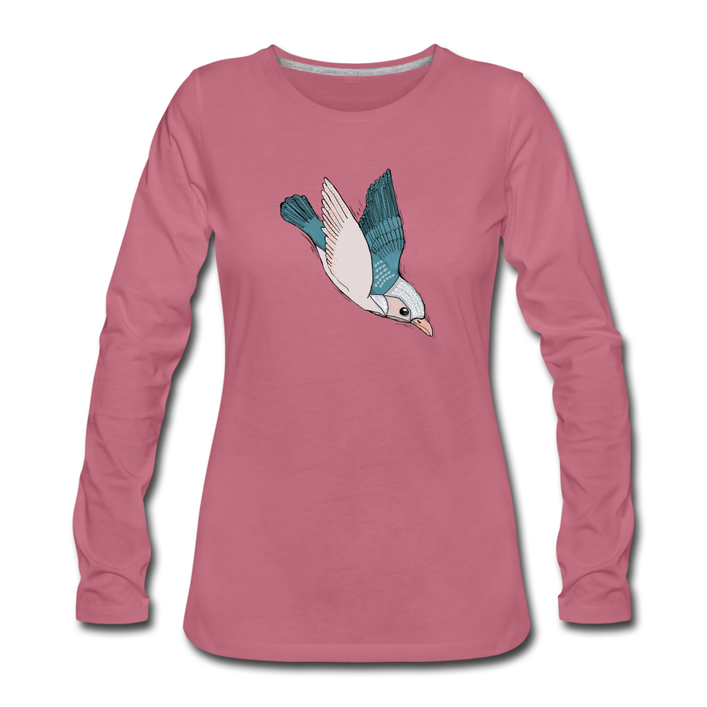 Frauen Premium Langarmshirt "Vogel im Sturzflug" - Hinter dem Mond