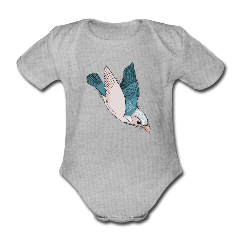 Baby Bio-Kurzarm-Body - "Vogel im Sturzflug" - Hinter dem Mond