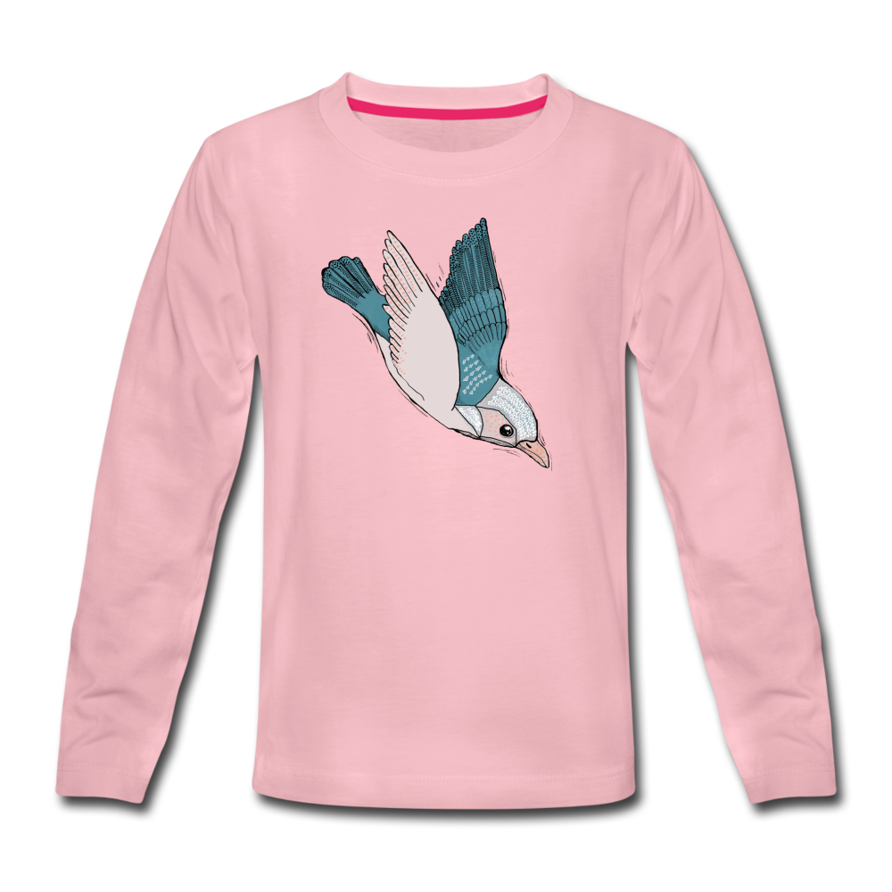 Kinder Premium Langarmshirt - "Vogel im Sturzflug" - Hinter dem Mond