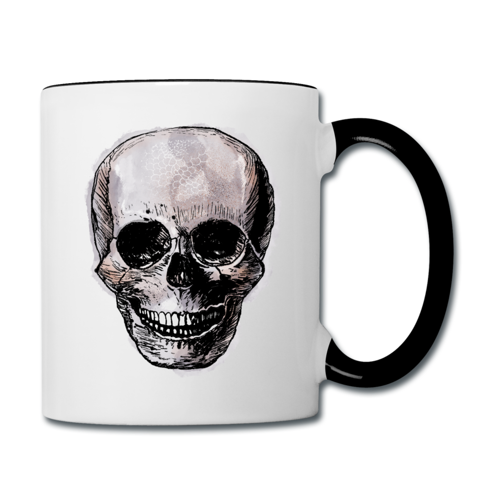 Tasse zweifarbig - "Totenkopf in Tinte" - Hinter dem Mond