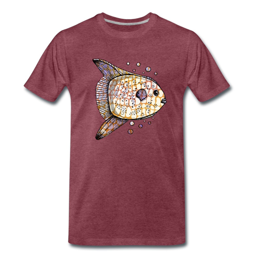 Männer Premium T-Shirt "Fantastischer Mondfisch" - Bordeauxrot meliert