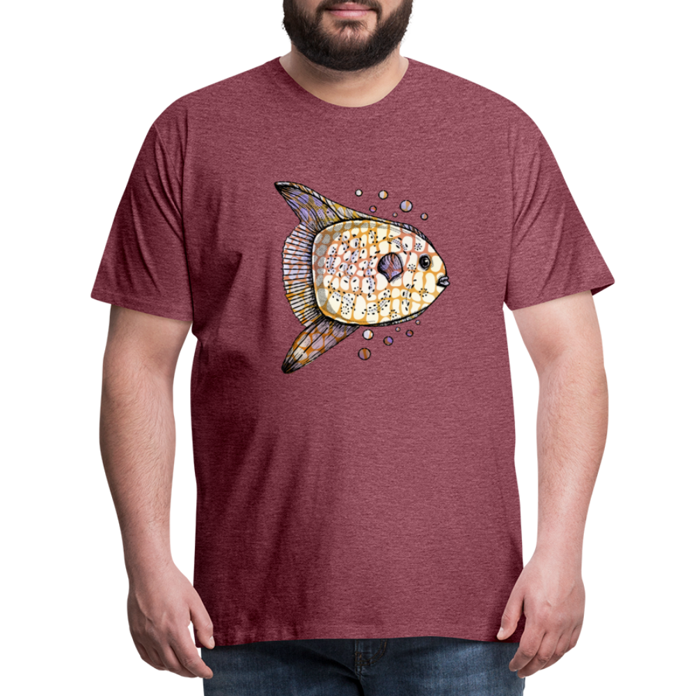 Männer Premium T-Shirt "Fantastischer Mondfisch" - Bordeauxrot meliert