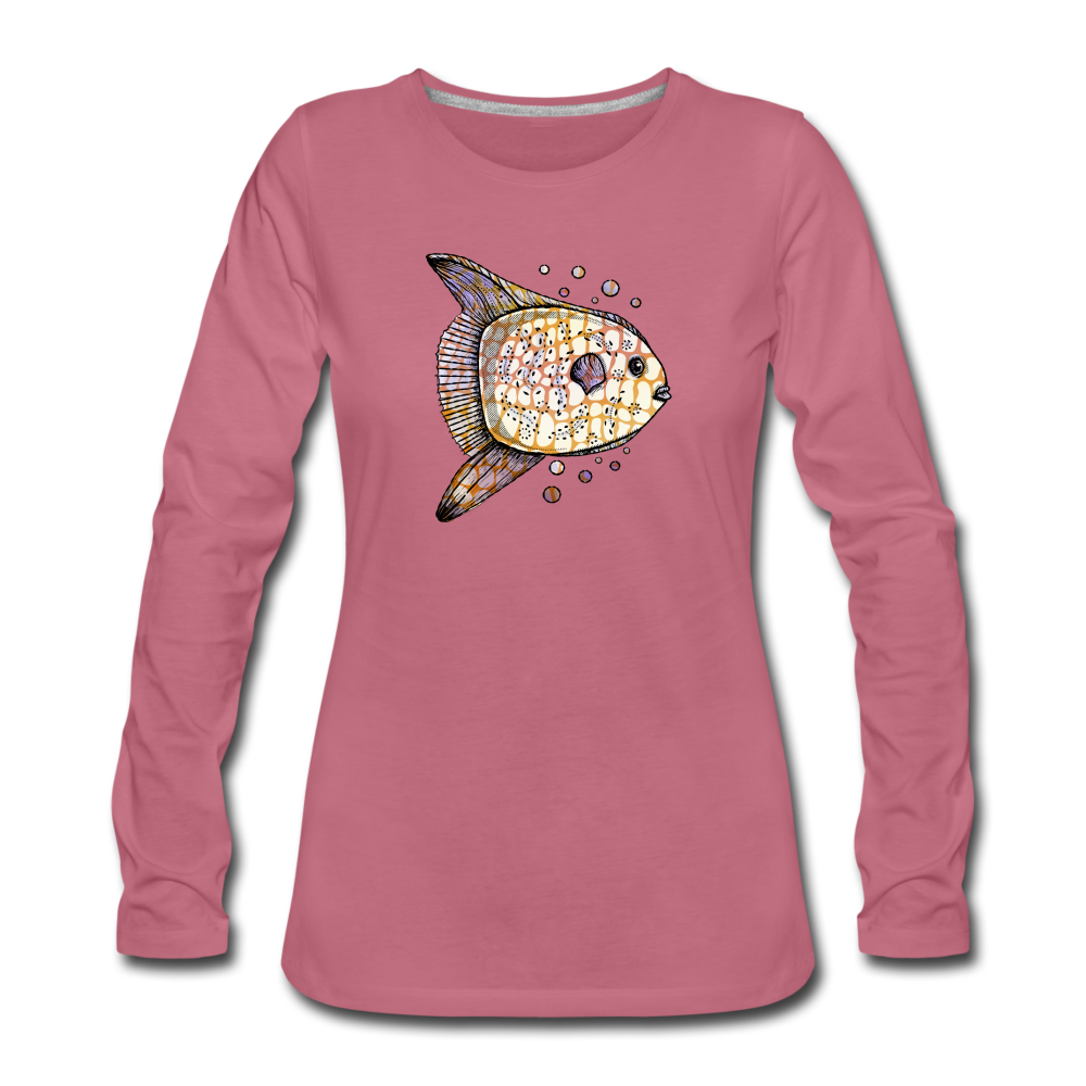 Frauen Premium Langarmshirt - "Fantastischer Mondfisch" - Hinter dem Mond