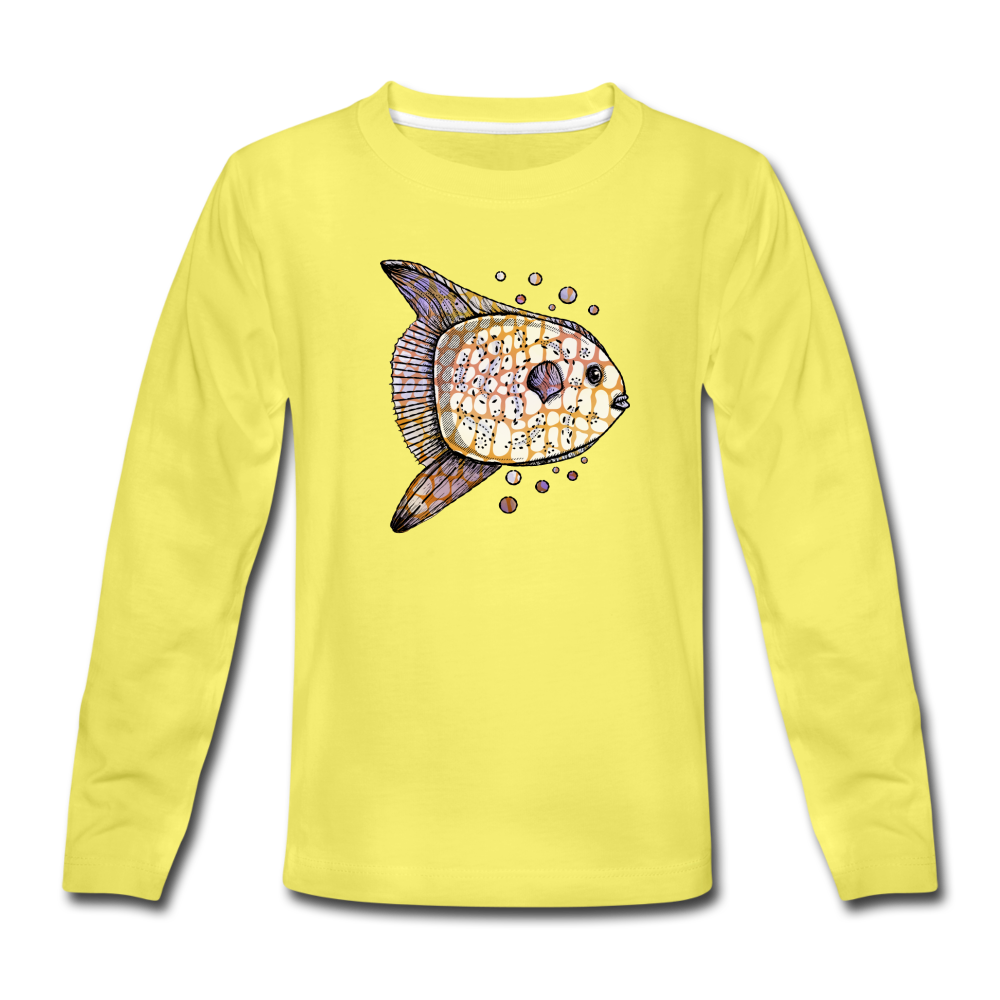 Kinder Premium Langarmshirt - "Fantastischer Mondfisch" - Hinter dem Mond