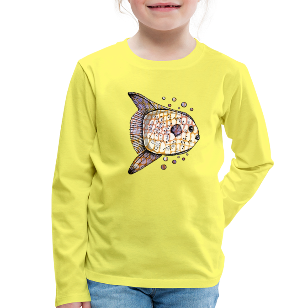 Kinder Premium Langarmshirt - "Fantastischer Mondfisch" - Hinter dem Mond