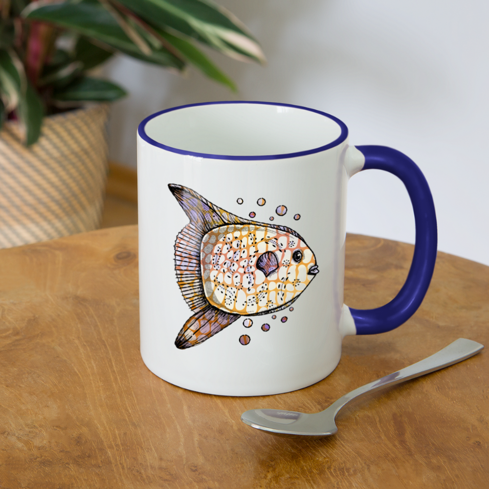 Tasse zweifarbig "Fantastischer Mondfisch" - Hinter dem Mond