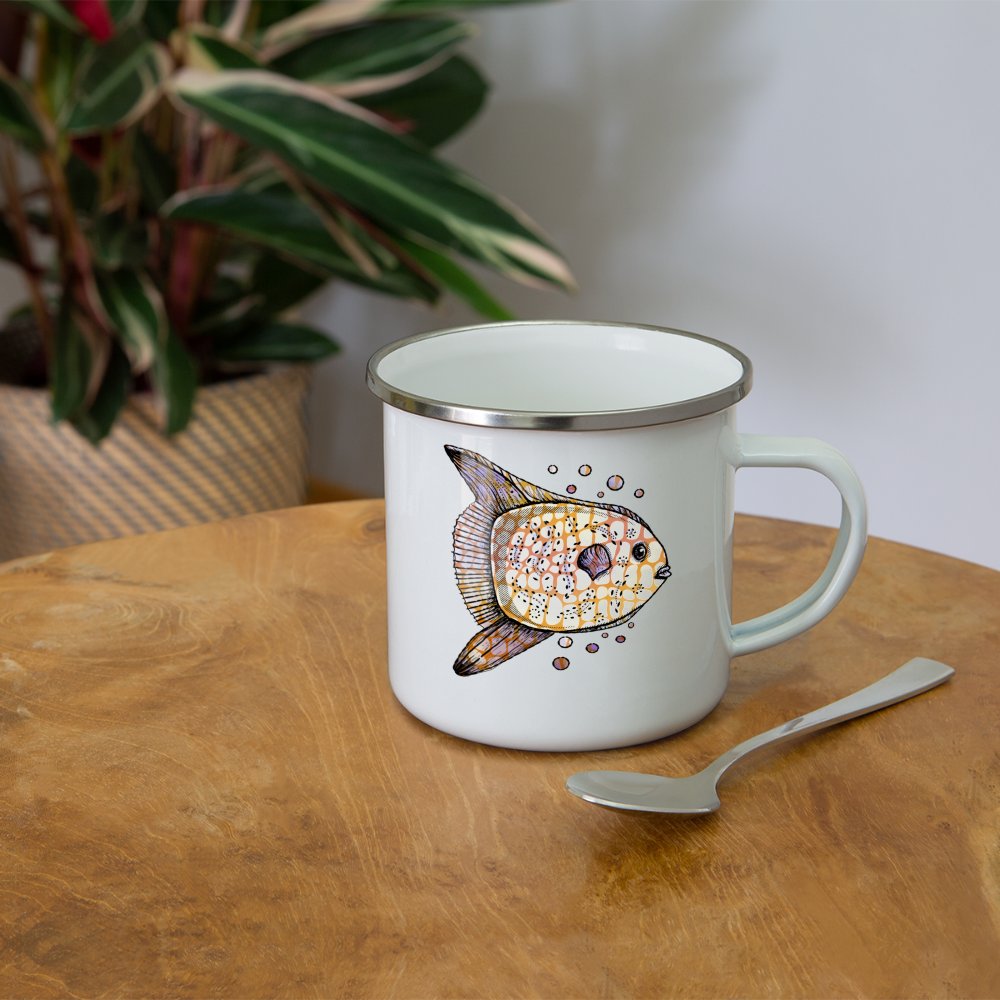Emaille-Tasse "Fantastischer Mondfisch" - Hinter dem Mond