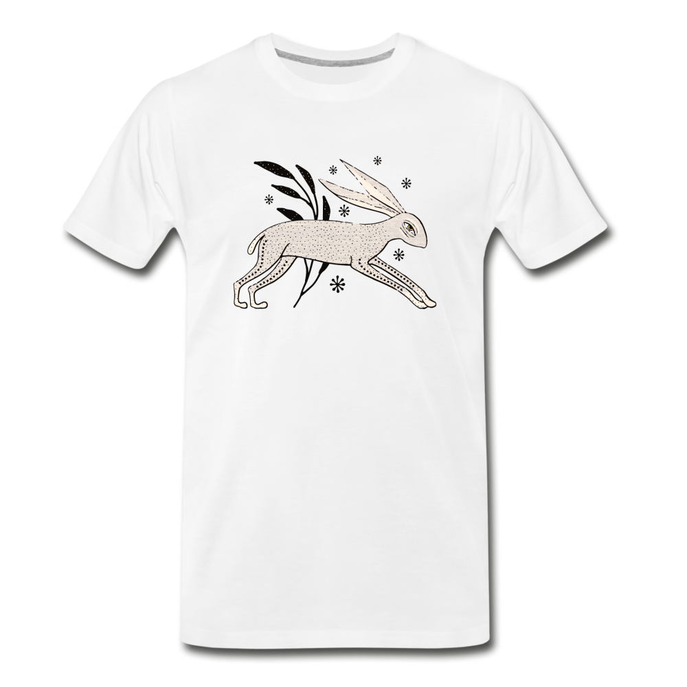 Männer Premium Bio T-Shirt "Winterhase" - Hinter dem Mond
