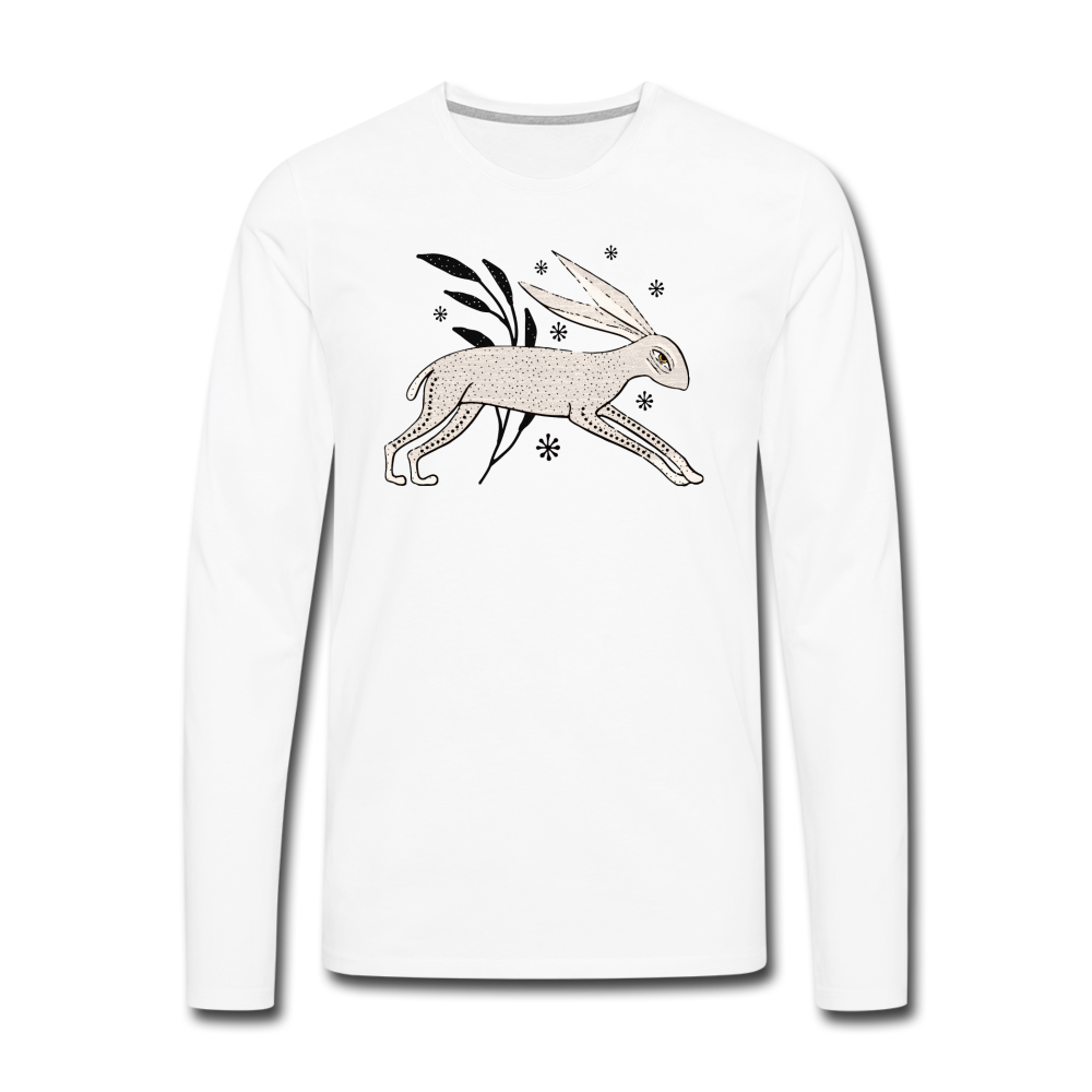 Männer Premium Langarmshirt - "Winterhase" - Hinter dem Mond