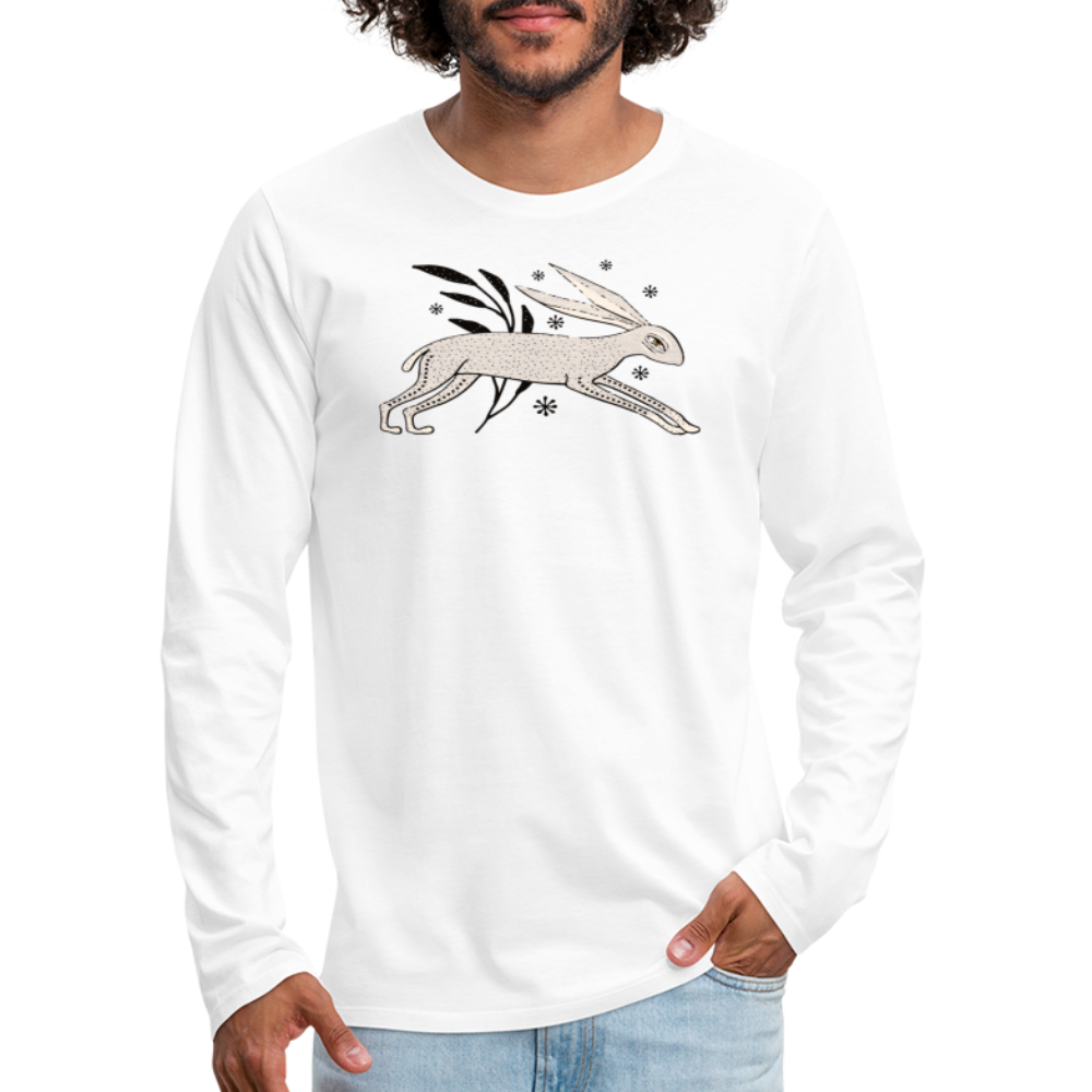 Männer Premium Langarmshirt - "Winterhase" - Hinter dem Mond