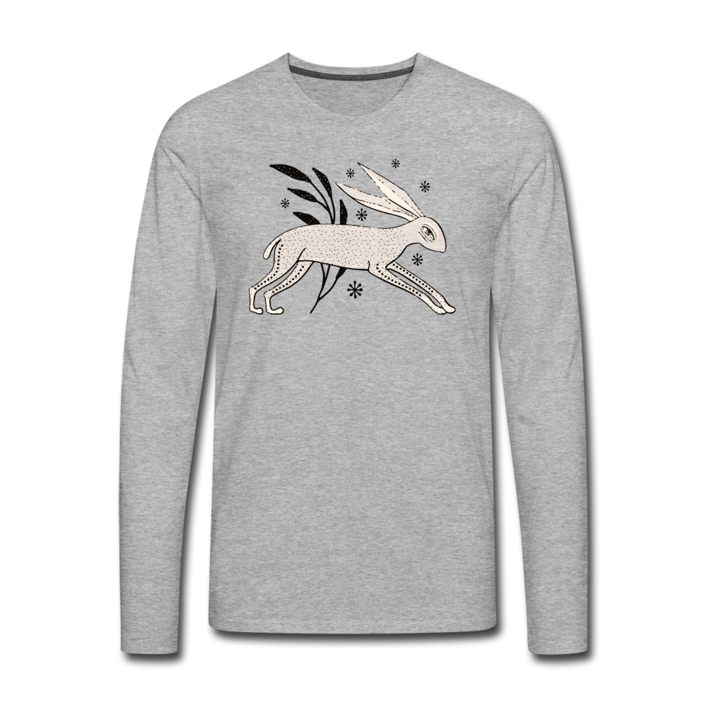 Männer Premium Langarmshirt - "Winterhase" - Hinter dem Mond