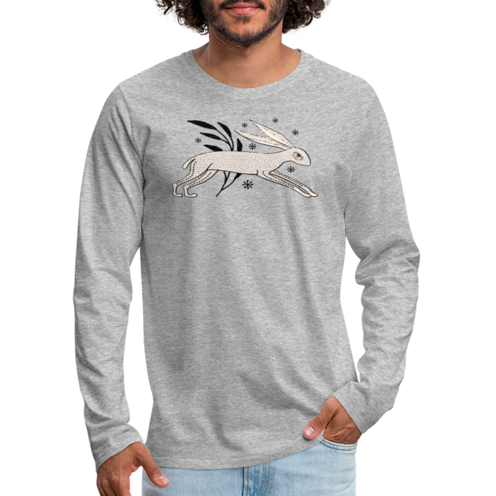 Männer Premium Langarmshirt - "Winterhase" - Hinter dem Mond