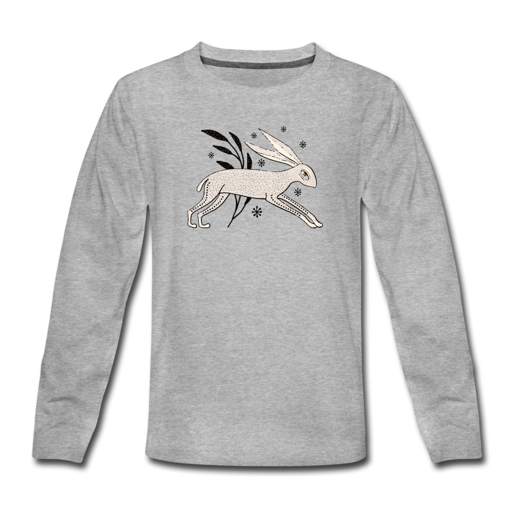 Teenager Premium Langarmshirt - "Winterhase" - Hinter dem Mond