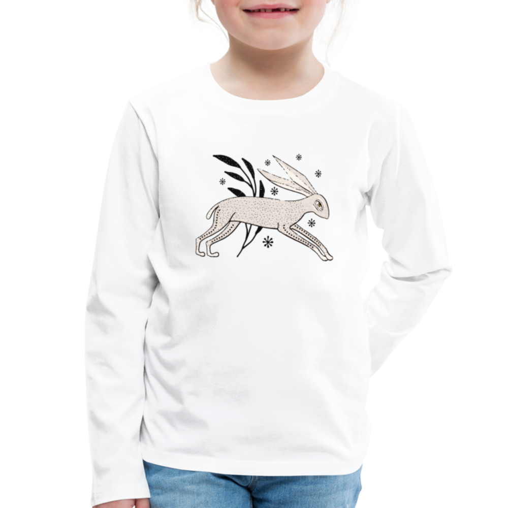 Kinder Premium Langarmshirt - "Winterhase" - Hinter dem Mond