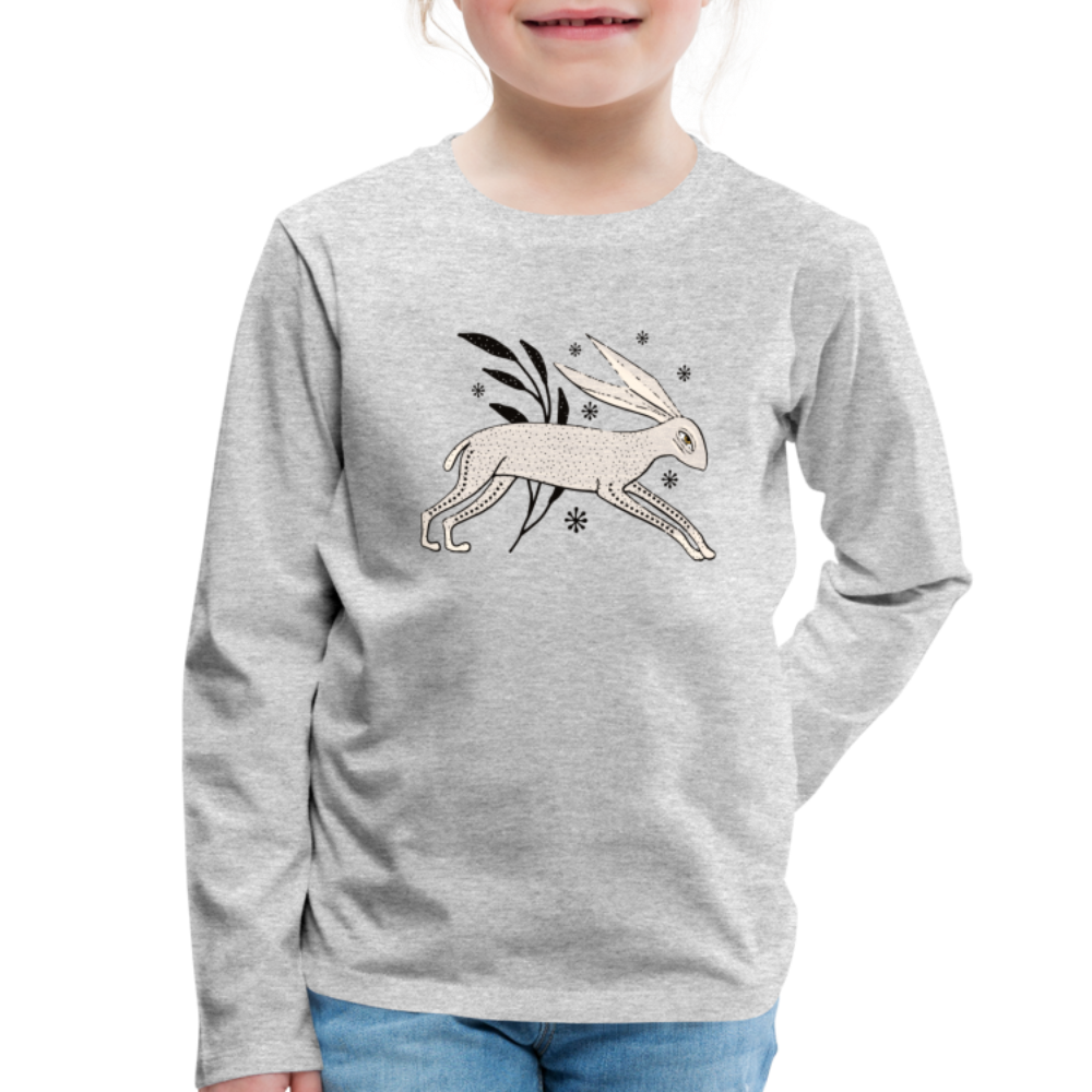 Kinder Premium Langarmshirt - "Winterhase" - Hinter dem Mond