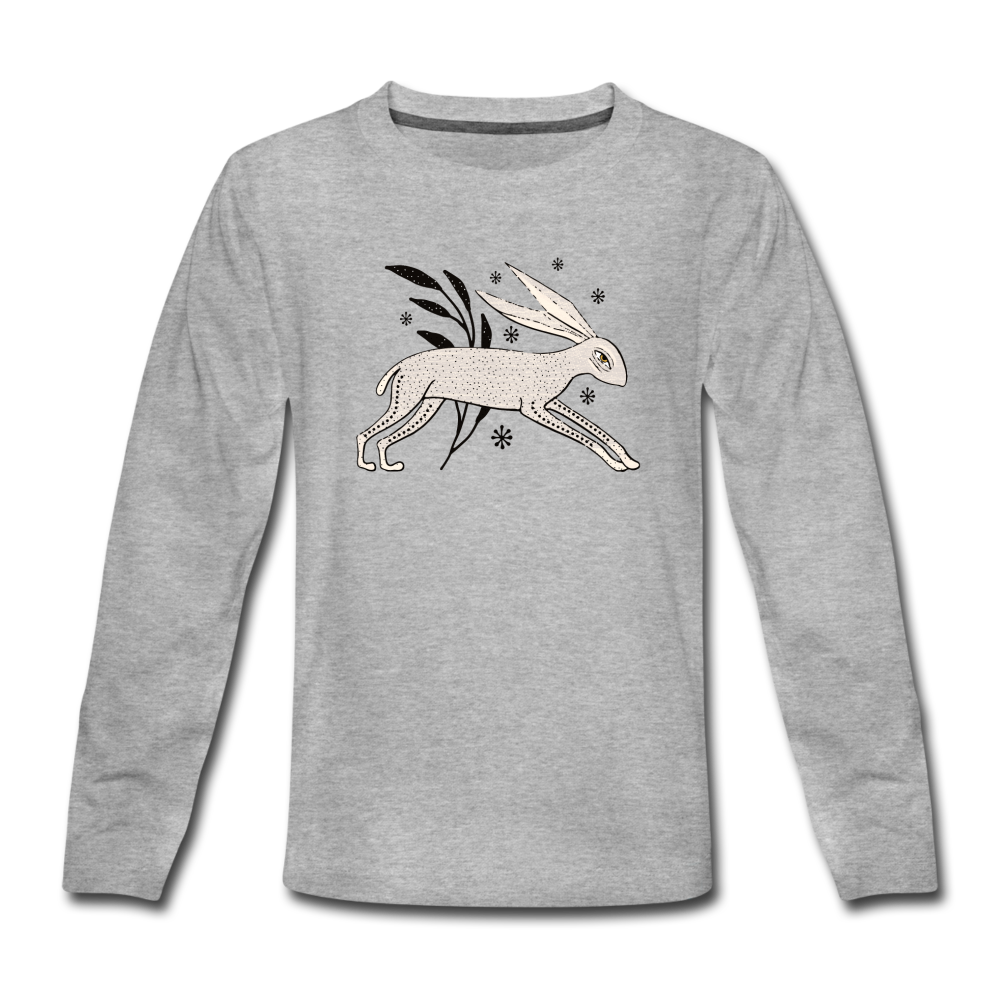 Kinder Premium Langarmshirt - "Winterhase" - Hinter dem Mond