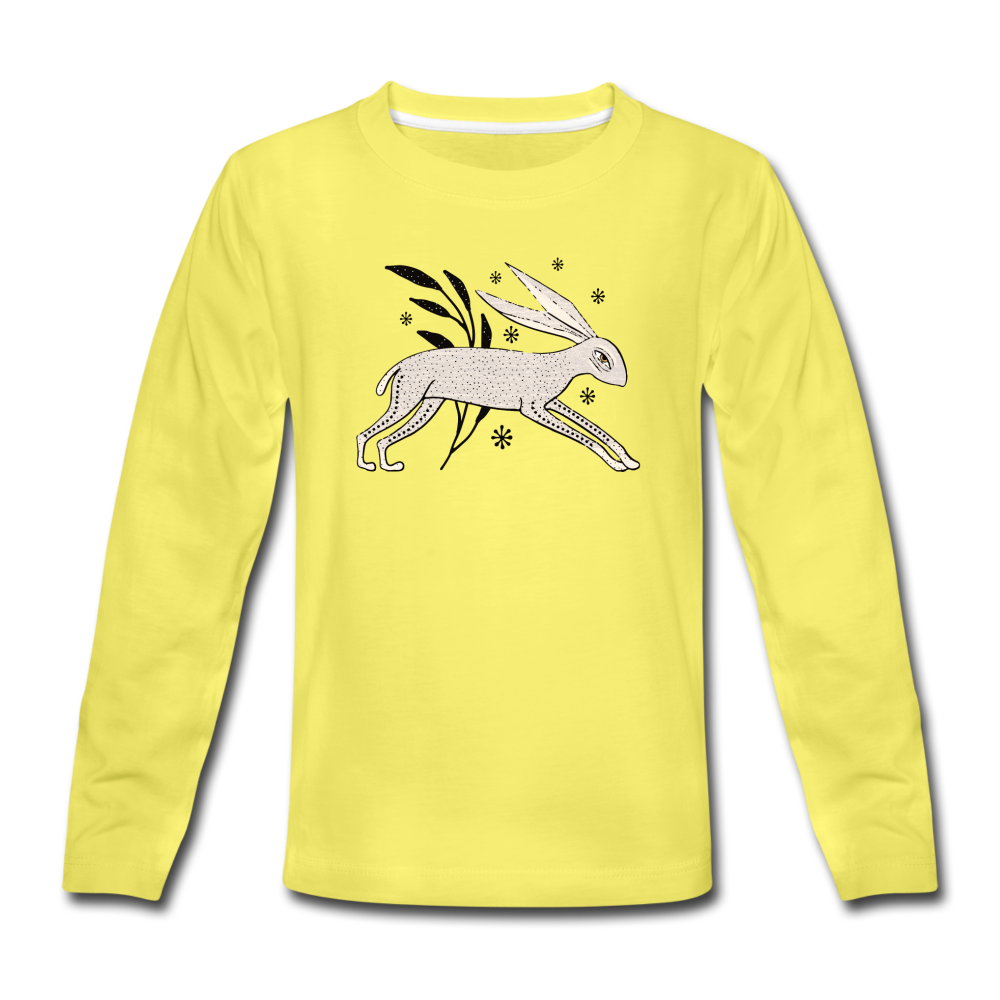 Kinder Premium Langarmshirt - "Winterhase" - Hinter dem Mond