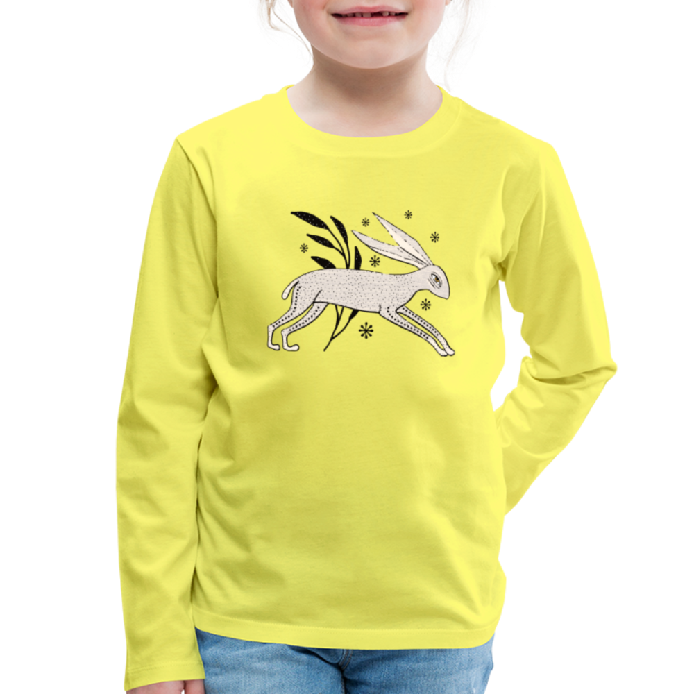 Kinder Premium Langarmshirt - "Winterhase" - Hinter dem Mond